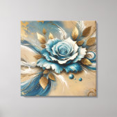 Goud en Blauwgroen Roos Canvas Afdruk (Voorkant)