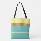 Goud en Blauwgroen Stripes Tote Bag (Achterkant)