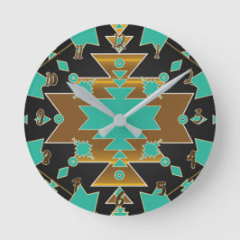 Goud en Blauwgroen Turquoise Black Grey Southweste Ronde Klok