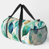 Goud en Blauwgroen Waterverf Bladpatroon Plunjezak (Rechterhoek)