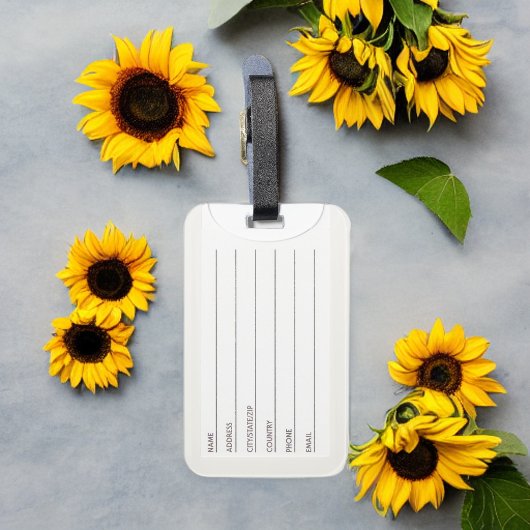 Goud en Blauwgroen Zonnebloem Glas in lood Monogra Bagagelabel