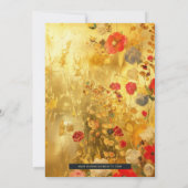 Goud en bloemen bruiloft uitnodiging (Achterkant)