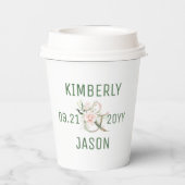 Goud en bloemen en ampersand bruiloft papieren bekers (Achterkant)