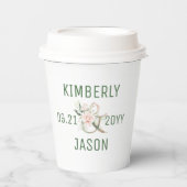 Goud en bloemen en ampersand bruiloft papieren bekers (Voorkant)