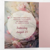 Goud en bloemen Quinceanera Drieluik Uitnodiging (Binnenzijde eerst)