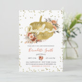 Goud en Bloemen Verbrand Sinaasappel Pompoen Baby Kaart (Staand voorkant)