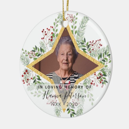 Goud en bloementaal keramisch ornament (Links)