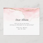 goud en blos agaat wil je mijn bloemenmeisje zijn uitnodiging briefkaart (Achterkant)