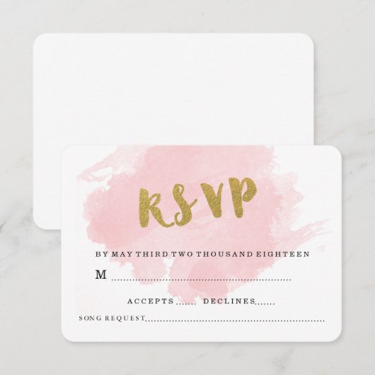 Goud en blos trouw RSVP (Voorkant / Achterkant)