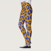 Goud En Blou Luipaard Patroon Leggings (Links)