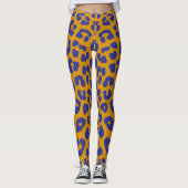 Goud En Blou Luipaard Patroon Leggings (Voorkant)