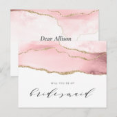 Goud en blush agaat zal je mijn bruidsmeisje zijn uitnodiging briefkaart (Voorkant / Achterkant)