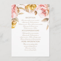 Goud en Blush Bloemen Trouwinformatie Gast