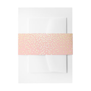 Goud en Blush Confetti Stippen Bruiloft Uitnodigingen Wikkel