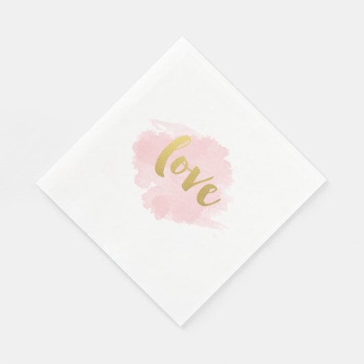 Goud en blush liefde servetten (Hoek)