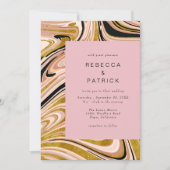 Goud en Blush Marmer Abstracte Bruiloft Uitnodigin Kaart (Voorkant)