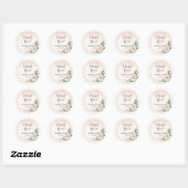 Goud en Blush Roze Bloemen Waterverf Dank u Ronde Sticker (Vel)