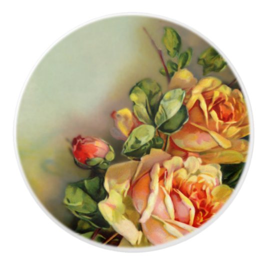 Goud en Blush Rozen Keramische Knop (Voorkant)