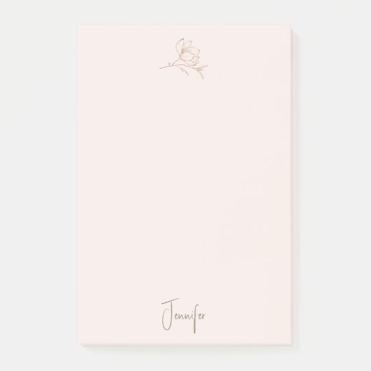 Goud en Blush Vrouwen Bloemen Post-it® Notes (Voorkant)