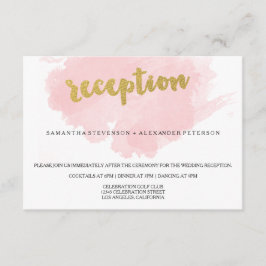 Goud en Blush Waterverf Trouwreceptie Informatiekaartje
