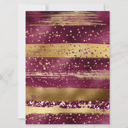 Goud en bordeaux streken bruiloft vrijgezellenfees kaart (Achterkant)