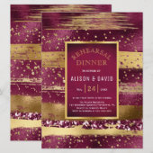 Goud en bordeaux verf streken repetitie diner kaart (Voorkant / Achterkant)