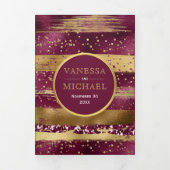 Goud en borstel streken bruiloft drieluik uitnodiging (Cover)