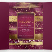 Goud en borstel streken bruiloft drieluik uitnodiging (Binnenkant midden)