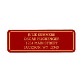 Goud en Bourgogne Bruiloft Retouradres Label (Voorkant)