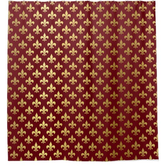 Goud en Bourgogne Damask-gordijn Douchegordijn (Voorkant)