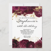 Goud en Bourgogne Florale Grenzen 60e verjaardag Kaart (Voorkant)