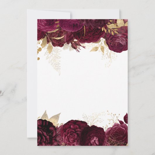 Goud en Bourgogne Florale Grenzen 60e verjaardag Kaart (Achterkant)