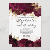 Goud en Bourgogne Florale Grenzen 60e verjaardag Kaart (Voorkant / Achterkant)