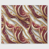 Goud en Bourgogne Marmeren Stroom Cadeaupapier (Vlak)