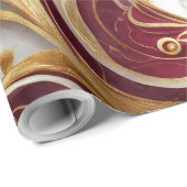 Goud en Bourgogne Marmeren Stroom Cadeaupapier (Rol Hoek)