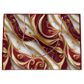 Goud en Bourgogne Marmeren Stroom Groot Cadeauzakje (Voorkant)