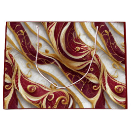 Goud en Bourgogne Marmeren Stroom Groot Cadeauzakje