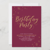 Goud en Bourgogne | Modern Chic 55th Birthday Part Kaart (Voorkant)