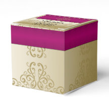 Goud en Bourgondië Damask Posh Bruiloft Favor Box