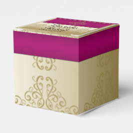 Goud en Bourgondië Damask Posh Bruiloft Favor Box Bedankdoosjes