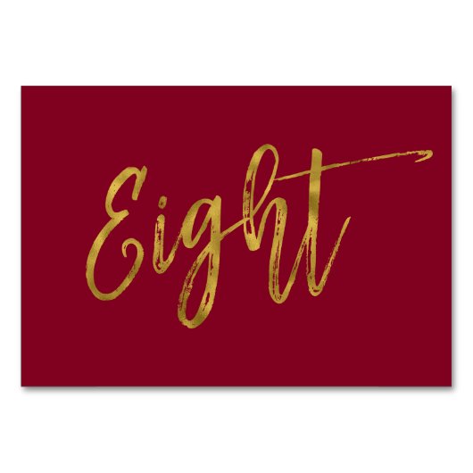 Goud en Bourgondië Elegante tafel nummer acht. Kaart (Voorkant)