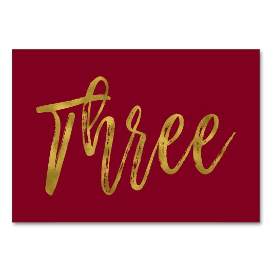 Goud en Bourgondië Elegante tafel nummer drie Kaart (Voorkant)
