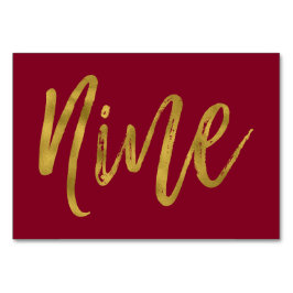 Goud en Bourgondië Elegante tafel nummer negen Kaart