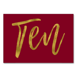 Goud en Bourgondië Elegante Tafel Nummer Tien. Kaart