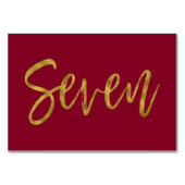 Goud en Bourgondië Elegante tafel nummer zeven Kaart (Achterkant)