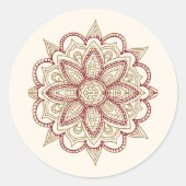 Goud en Bourgondië Henna Mehndi Envelope Seal Ronde Sticker (Voorkant)