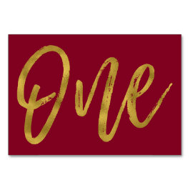 Goud en Bourgondië Marsala Elegante tafel nummer é Kaart