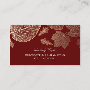 Goud en Bourgondische herfstbladeren Elegant Visitekaartje
