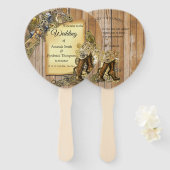 Goud en brass Steampunk sculpturen op hout Handwaaier (Voorkant en achterkant)