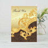 "Goud en bruin" bruiloft Dank u Kaarten (Staand voorkant)